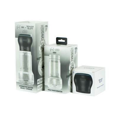 Мастурбатор Kiiroo Feel Pocket Crystal із всмоктувальною інтерактивною насадкою PowerBlow Combo Set
