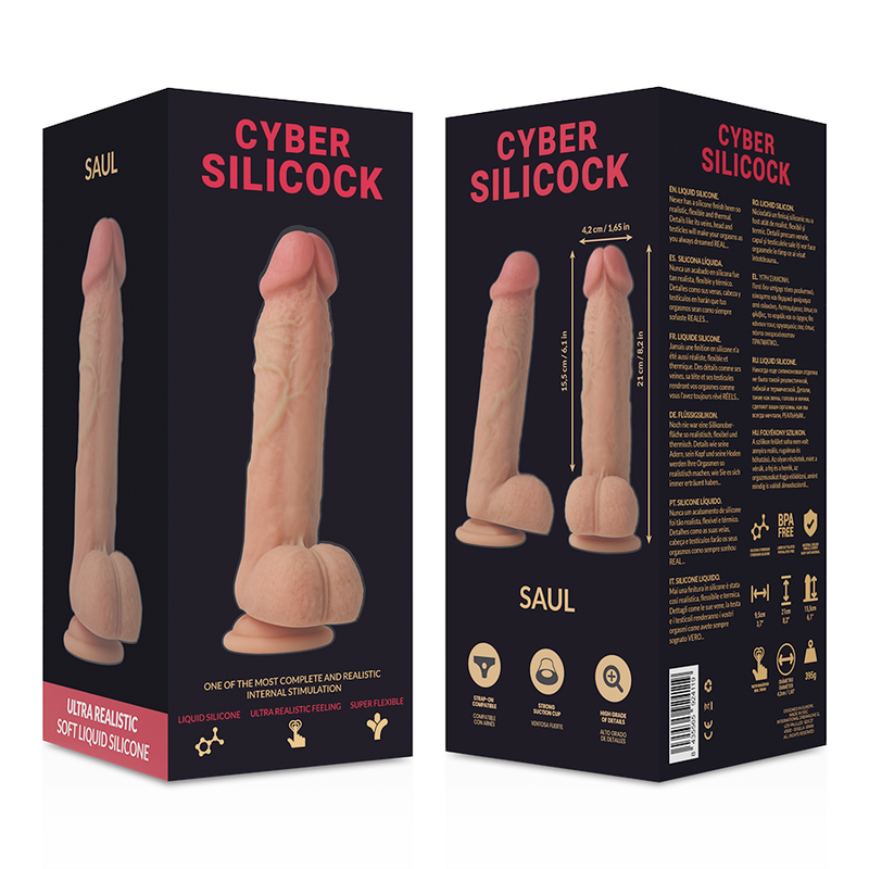 Фалоімітатор на присосці Saul, 21 см CYBER SILICOCK (Іспанія)