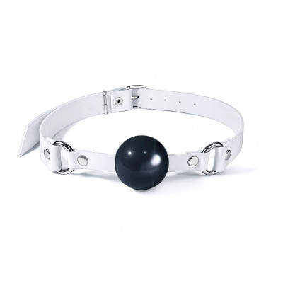 Кляп силіконовий Feral Feelings Silicon Ball Gag White/Black, білий ремінь, чорна кулька