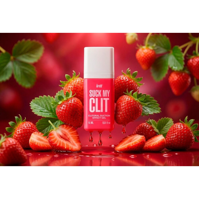 Смоктайзер для клітора Intt Suck My Clit – Wild Strawberry (Суниця),15 мл, гель з ефектом посмоктування