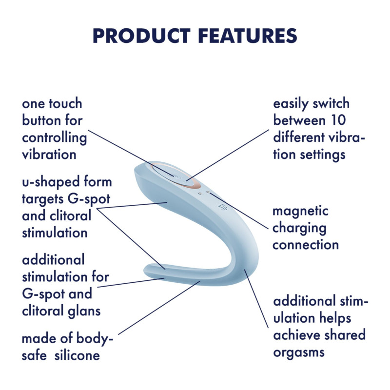 Вібратор для пар Satisfyer Double Classic Light Blue з одним двигуном
