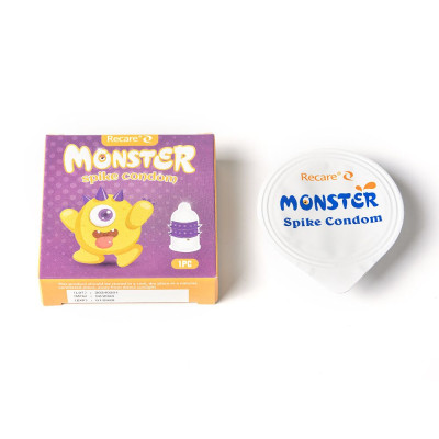 Презерватив Recare Yellow Monster Spike Condom з рядами пухирців та шипів