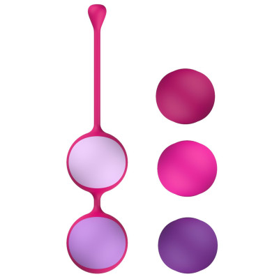 Вагінальні кульки Liebe Kewos - Cerise/Candy Violet, 5 кульок в комплекті, 15, 25, 35, 45 і 55 г