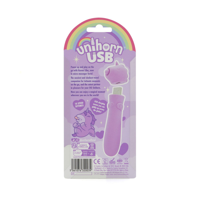 Вібратор-єдиноріжка Unihorn USB Bullet - Karma Lilac, віброкуля, USB зарядка