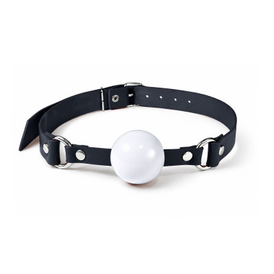 Кляп силіконовий Feral Feelings Silicon Ball Gag Black/White, чорний ремінь, біла кулька