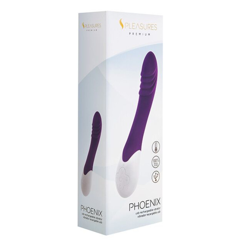 Вібратор S Pleasures Premium Phoenix, для точки G, фіолетовий, водостійкий, 16 видів вібрації, нагрівання