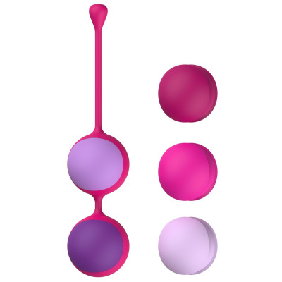 Вагінальні кульки Liebe Kewos - Cerise/Candy Violet, 5 кульок в комплекті, 15, 25, 35, 45 і 55 г