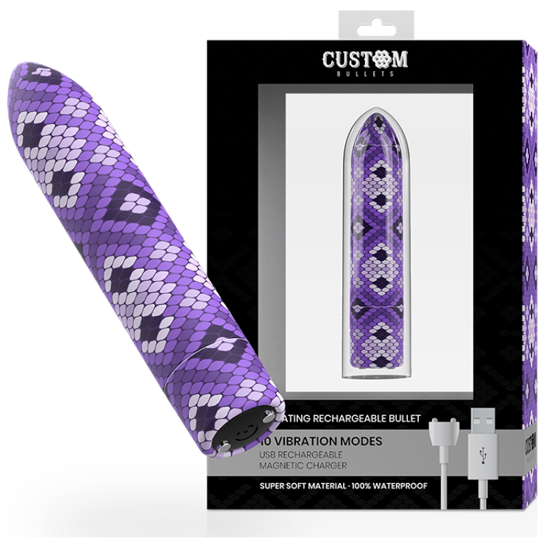 Потужна віброкуля Custom Bullets Snake Purple
