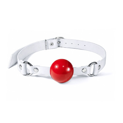 Кляп силіконовий Feral Feelings Silicon Ball Gag White/Red, білий ремінь, червона кулька