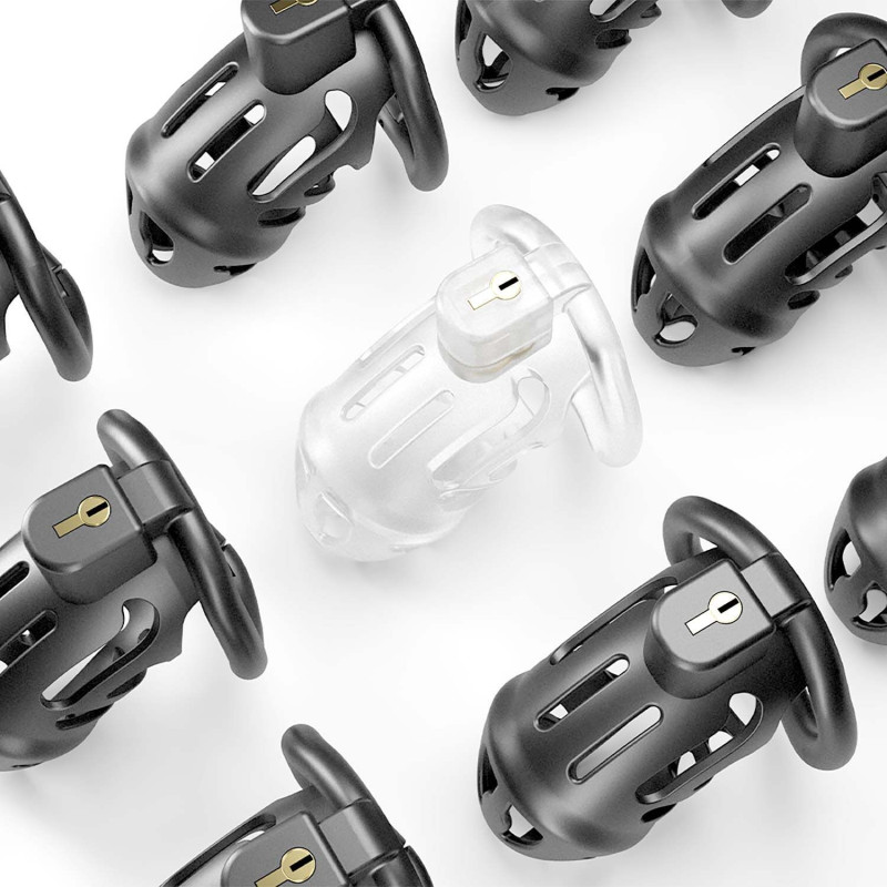Клітка для пеніса LOCKINK SEVANDA Plastic Penis Chastity Cage, чорна, 3 кільця різних розмірів