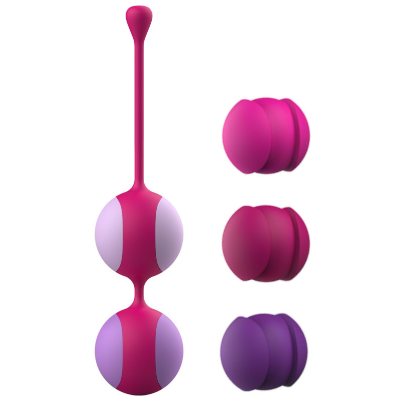 Вагінальні кульки Liebe Kewos - Cerise/Candy Violet, 5 кульок в комплекті, 15, 25, 35, 45 і 55 г