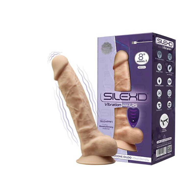 Фалоімітатор із вібрацією SilexD Vetus Vibro Flesh (Model 1 size 8in) з пультом ДК, 20х4.2 см