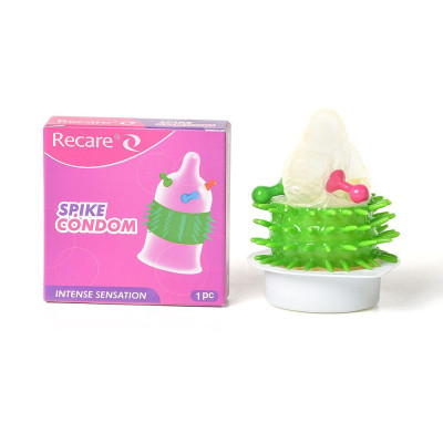 Презерватив Recare Spike Condom Pink з кульками та рядами шипів
