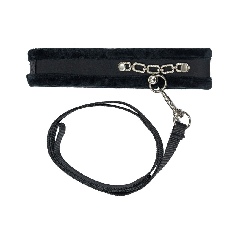 Нашийник з повідцем Punishment - Crystal Collar & Leash - Black