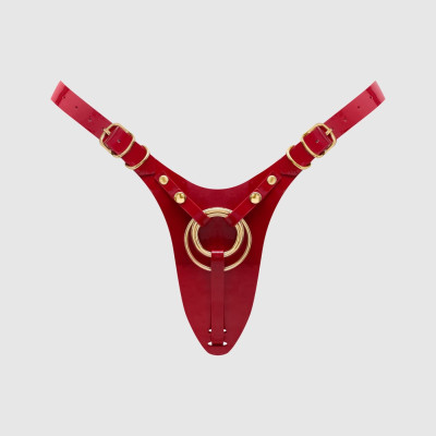 Трусики для страпону Strap-On-Me Leatherette Harness Fabulous - One Size - Red Glossy