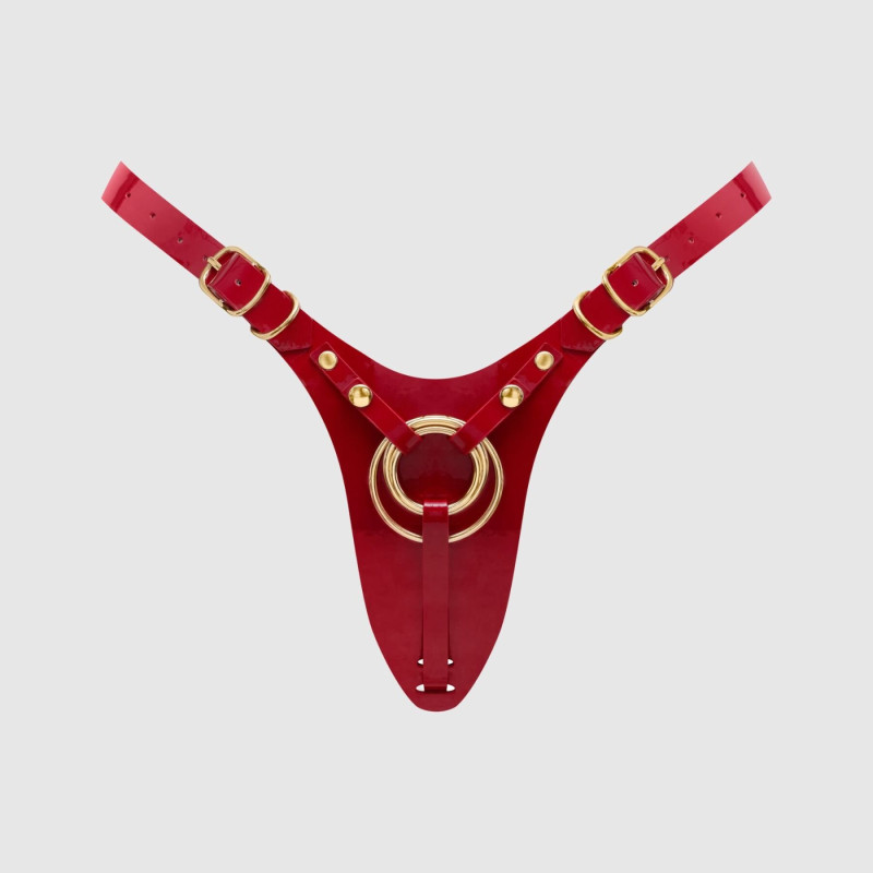 Трусики для страпону Strap-On-Me Leatherette Harness Fabulous - One Size - Red Glossy