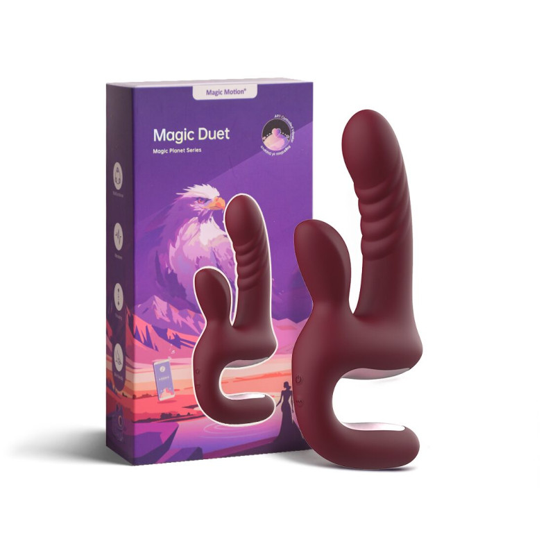 Смарт-пульсатор Magic Motion Magic Duet Bordeaux, 10 режимів пульсацій, 10 режимів вібрації