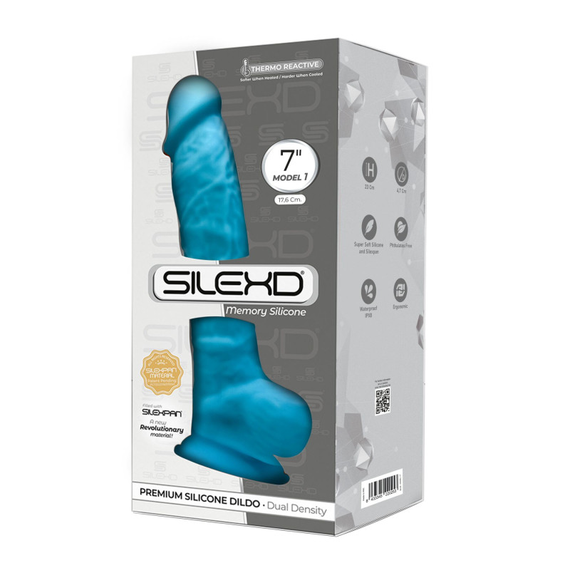 Фалоімітатор SilexD Johnny Blue (MODEL 1 size 7in) блакитний, 17.5х3.8 см