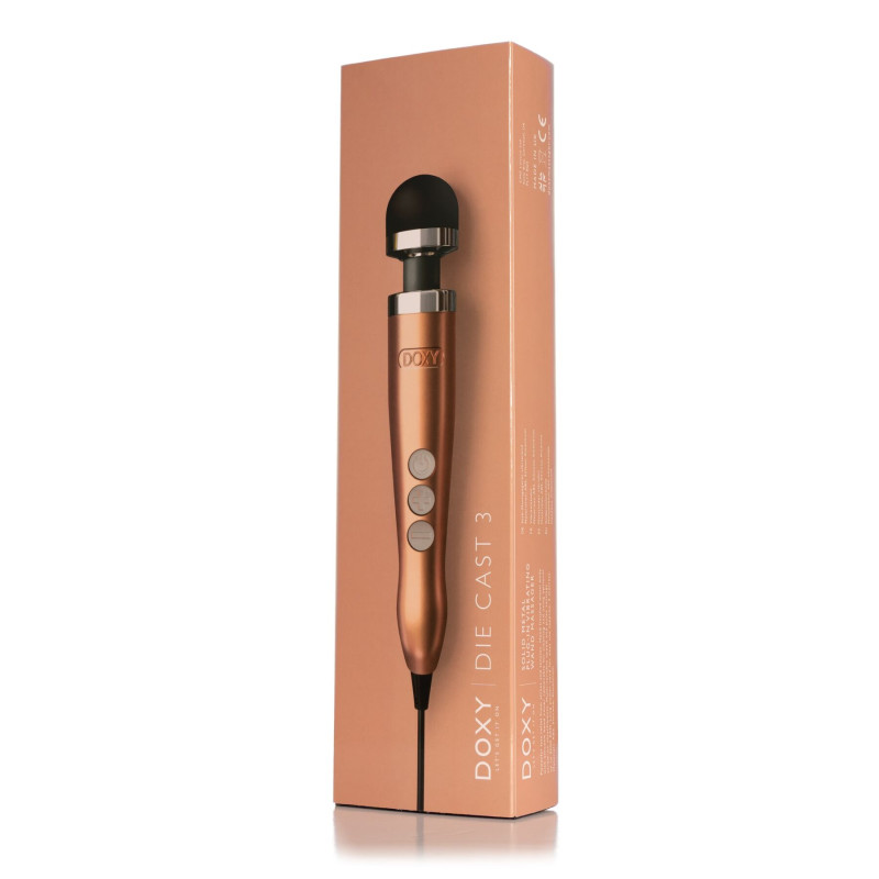 Вібромасажер DOXY Die Cast 3 Rose Gold, дуже потужний, живлення 220В, металевий корпус