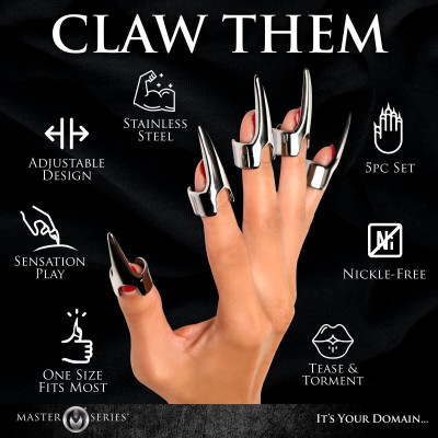 Набір каблучок з пазурами Master Series Five-Piece Sensation Claw Rings - Silver