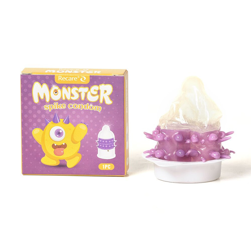 Презерватив Recare Yellow Monster Spike Condom з рядами пухирців та шипів