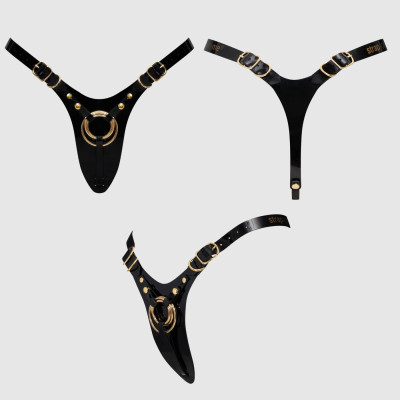 Трусики для страпону Strap-On-Me Leatherette Harness Fabulous - One Size - Black Glossy