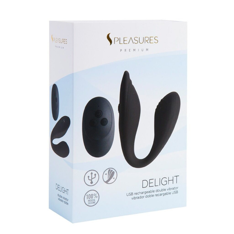 Подвійний вібратор S Pleasures Premium Delight, чорний, для клітора та точки G, 10 режимів
