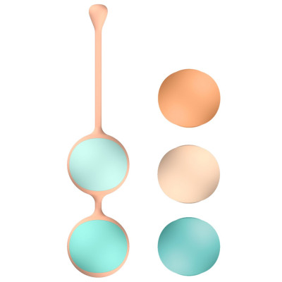 Вагінальні кульки Liebe Kewos - Peach / Mint, 5 кульок в комплекті, 15, 25, 35, 45 і 55 г