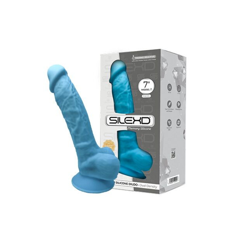 Фалоімітатор SilexD Johnny Blue (MODEL 1 size 7in) блакитний, 17.5х3.8 см