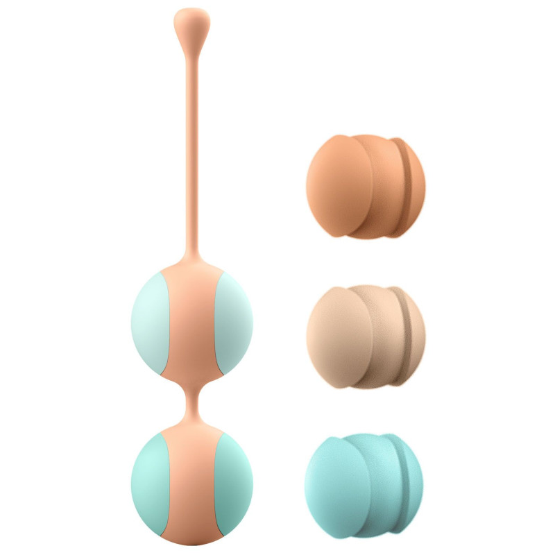 Вагінальні кульки Liebe Kewos - Peach / Mint, 5 кульок в комплекті, 15, 25, 35, 45 і 55 г