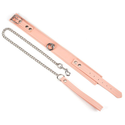 Нашийник з повідцем Liebe Seele Dark Candy Pink Collar with Leash
