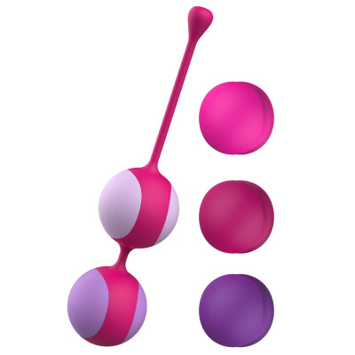 Вагінальні кульки Liebe Kewos - Cerise/Candy Violet, 5 кульок в комплекті, 15, 25, 35, 45 і 55 г