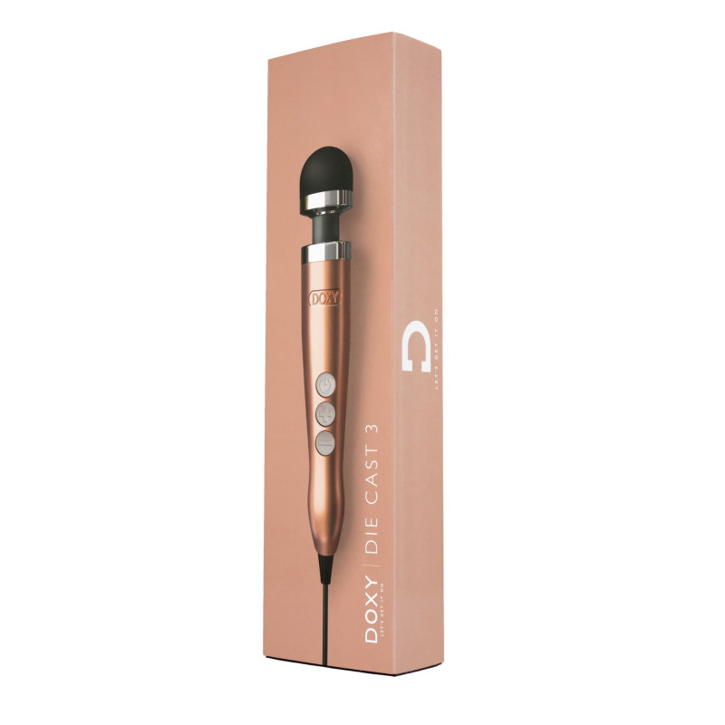 Вібромасажер DOXY Die Cast 3 Rose Gold, дуже потужний, живлення 220В, металевий корпус
