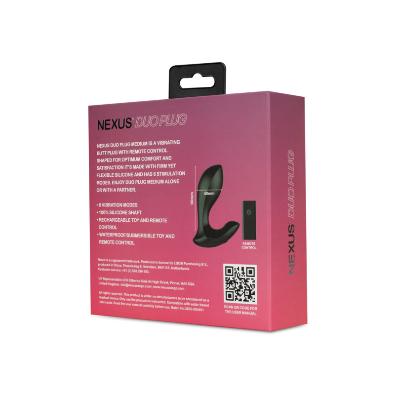 Анальна вібропробка Nexus DUO Plug Medium, пульт дистанційного керування