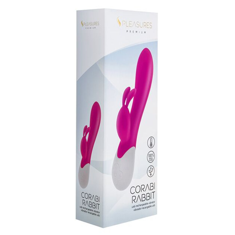Вібратор-кролик S Pleasures Premium Corabi Rabbit, рожевий, вушка для клітора, 16 режимів, нагрівання