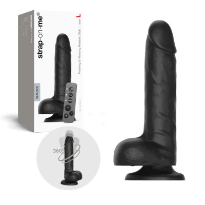 Фалоімітатор з вібрацією та ротацією Strap-On-Me Rotating & Vibrating Realistic Dildo - L - Black