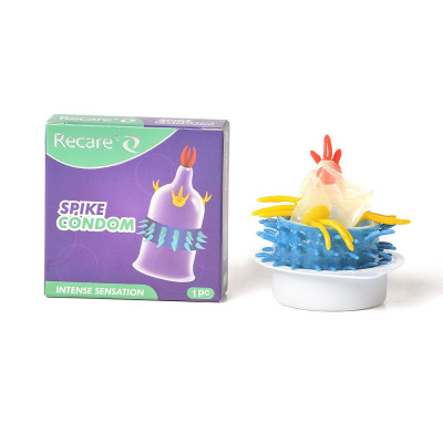 Презерватив Recare Spike Condom Purple з вусиками та рядами шипів