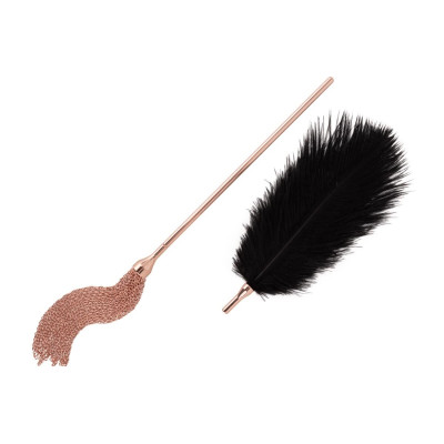 Лоскіт з металевим флоггером Rosy Gold - Feather Tickler & Whip