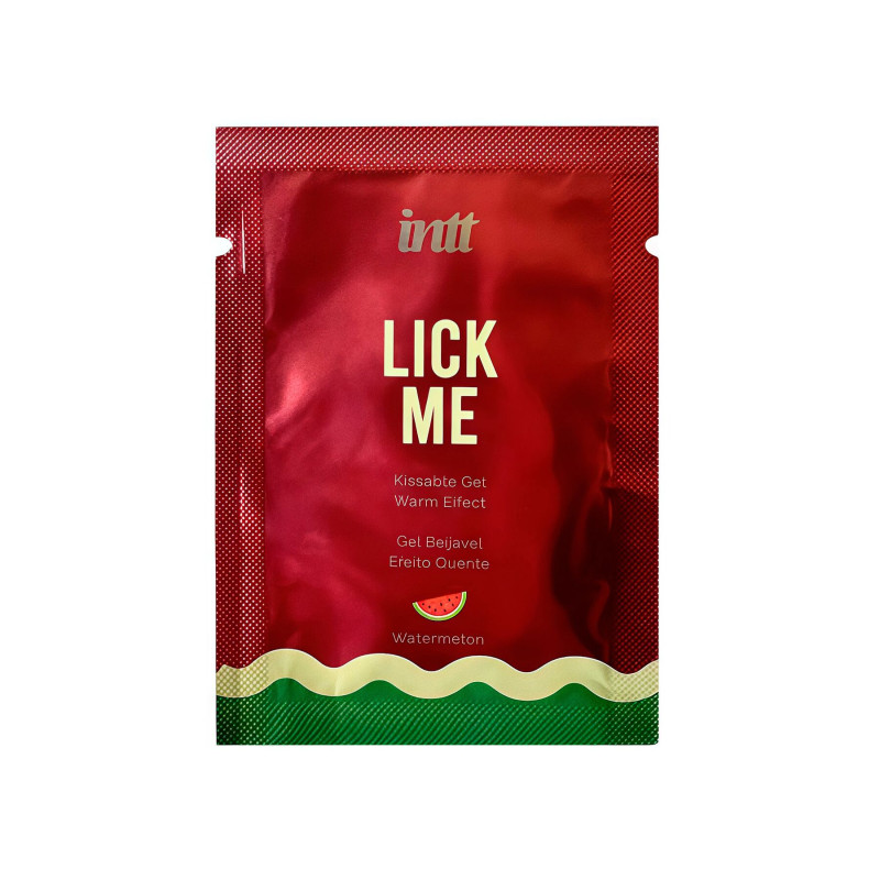 Пробник гелю для оральних пестощів з ефектом зігрівання INTT Lick Me Kissable Gel Watermelon 2 мл