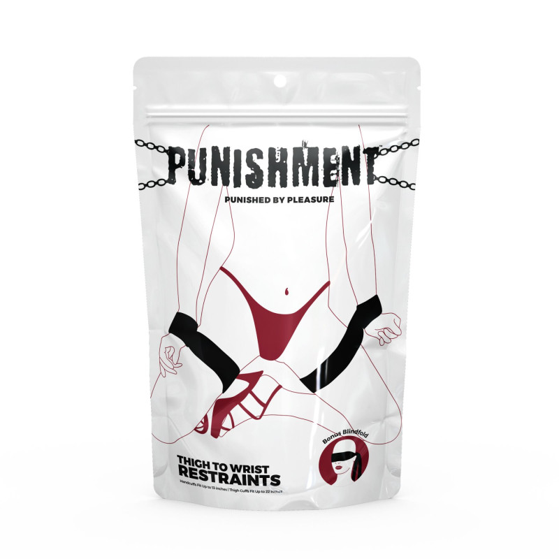 Фіксатори для руки та стегна Punishment - Thigh to Wrist Restraints - Black