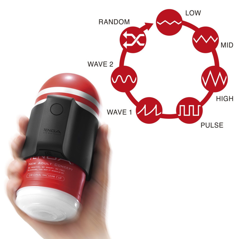 Вібронасадка Tenga CUP VIBRATOR, 7 режимів, 2 мастурбатори в комплекті