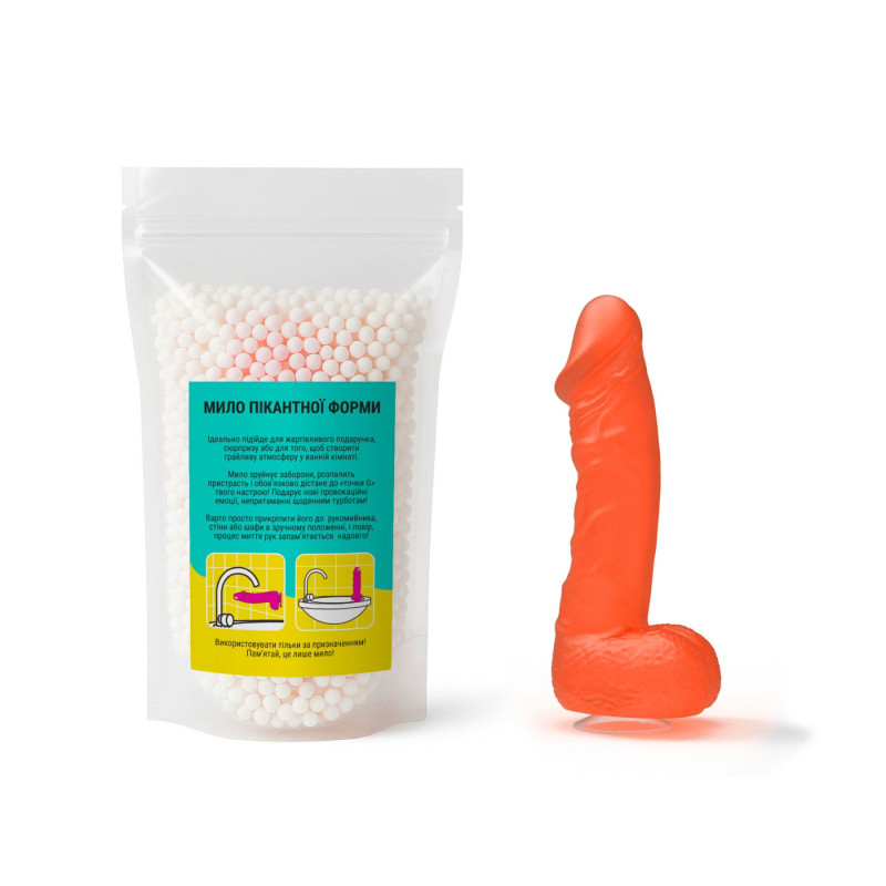 Крафтове мило-член із присоскою Чистий Кайф MEDIUM Orange, натуральне