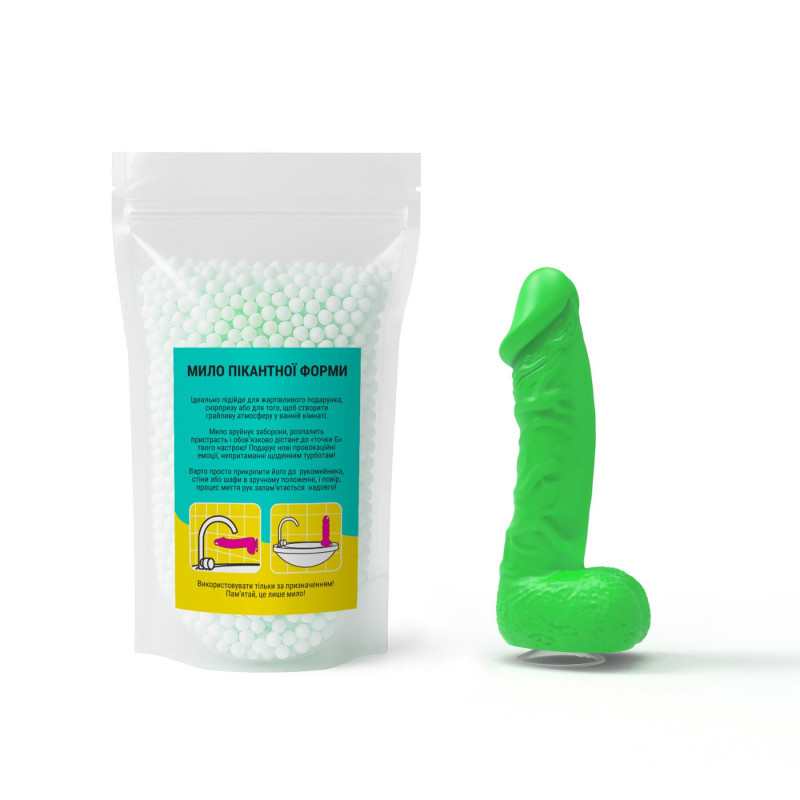 Крафтове мило-член із присоскою Чистий Кайф MEDIUM Green, натуральне