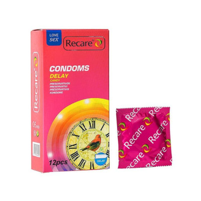 Презервативи Recare Delay Candy Condoms 12 шт, пролонгуючий ефект, цукерковий аромат