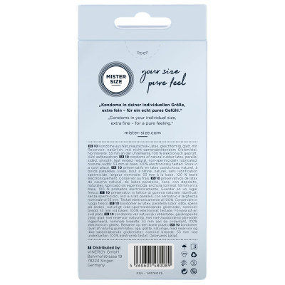 Презервативи Mister Size – Pure Feel – 53 (10 шт), товщина 0.05 мм