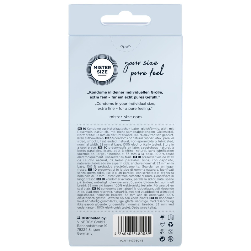 Презервативи Mister Size – Pure Feel – 53 (10 шт), товщина 0.05 мм