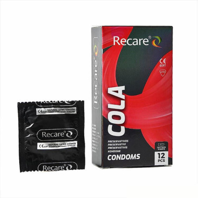Презервативи Holographic Recare Cola Dotted&Ribbed Condoms 12шт, з пухирцями та ребрами, аромат:Кола