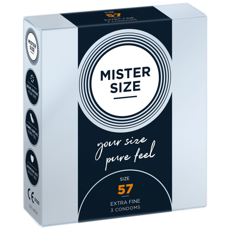 Презервативи Mister Size – Pure Feel – 57 (3 шт), товщина 0.05 мм