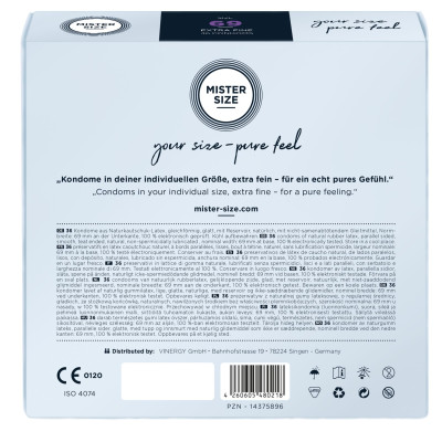 Презервативи Mister Size – Pure Feel – 69 (36 шт), товщина 0.05 мм