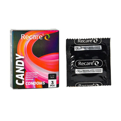 Презервативи Holographic Recare Delay Candy Condoms 3 шт, ефект пролонгування, цукерковий аромат